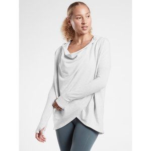 Athleta I Purana Wrap Hooded Sweatshirt Cream Size Med